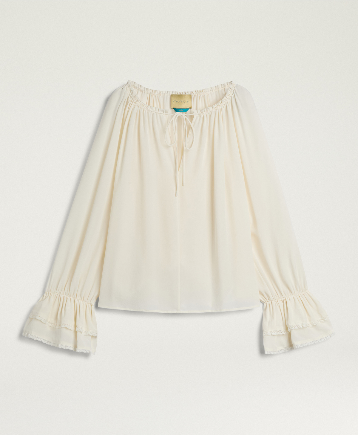 BLUSA MENDOZA IN SETA SAND WASH - PANNA - Momonì