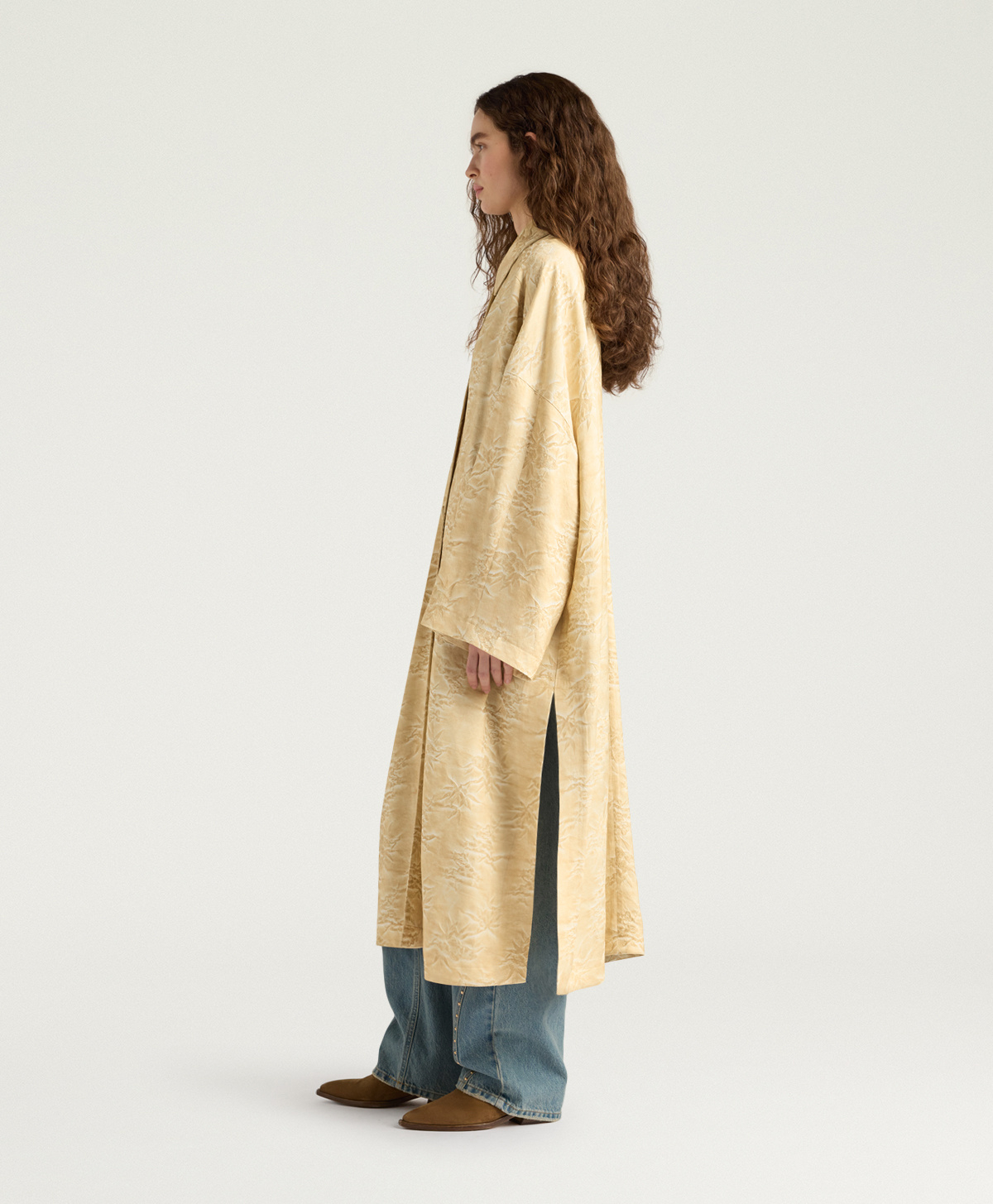 MANTEAU AZUL EN JACQUARD DE VISCOSE - CHAMPAGNE - Momonì