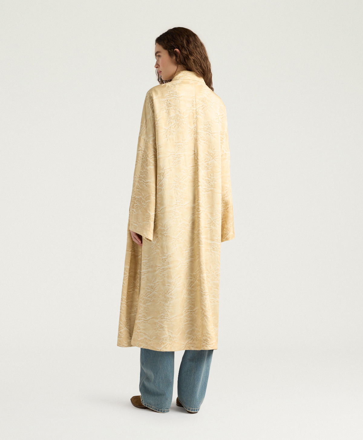 MANTEAU AZUL EN JACQUARD DE VISCOSE - CHAMPAGNE - Momonì