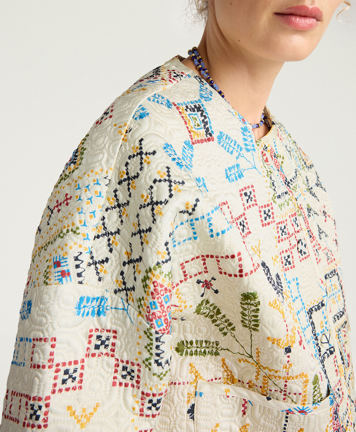 CAPPOTTO GELSOMINO REV IN TWILL TRAPUNTATO STAMPATO - MULTICOLOR PANNA - Momonì