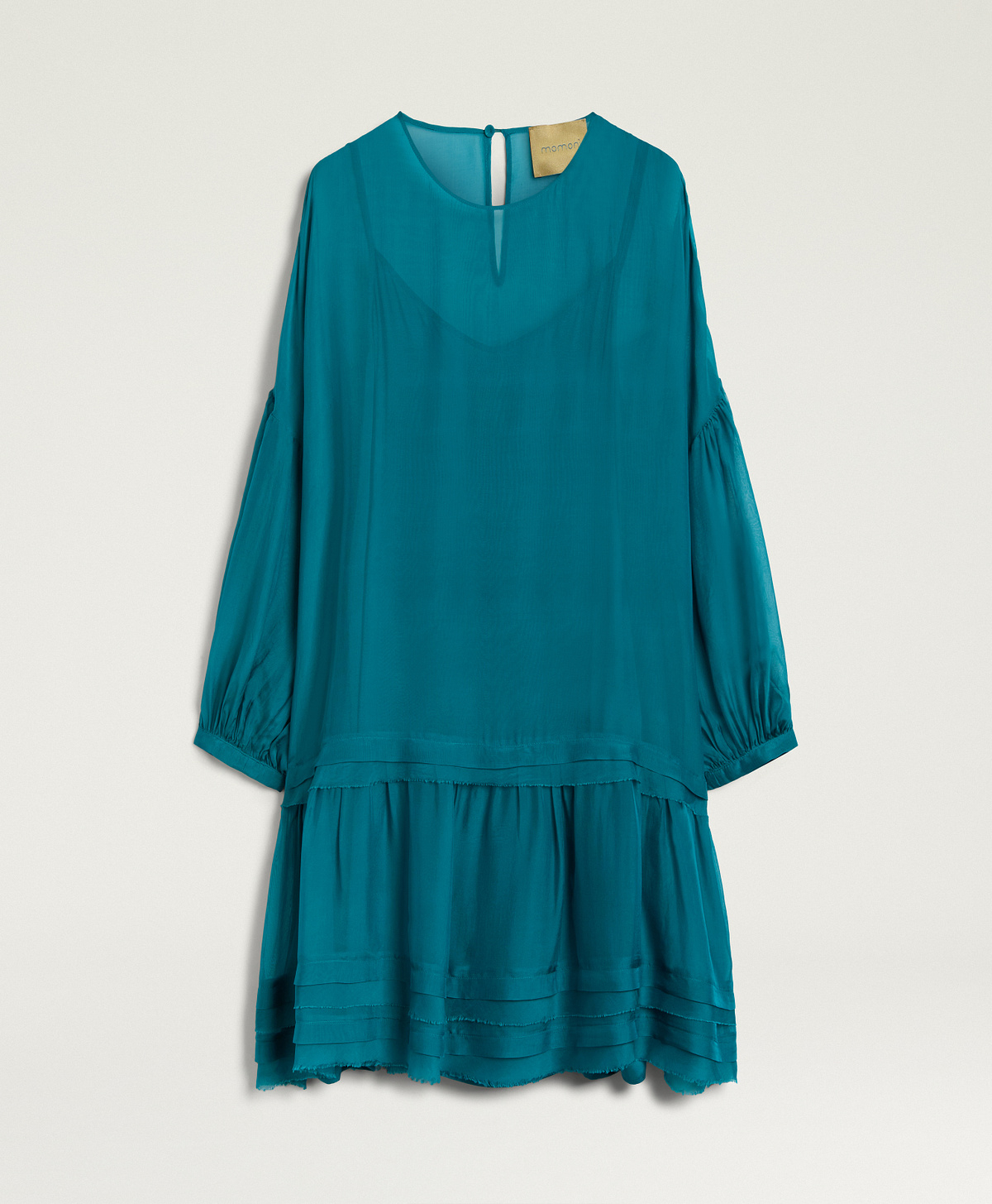 VESTITO AGAVE IN CHIFFON UNITO - VERDE PETROLIO - Clothing - Momonì