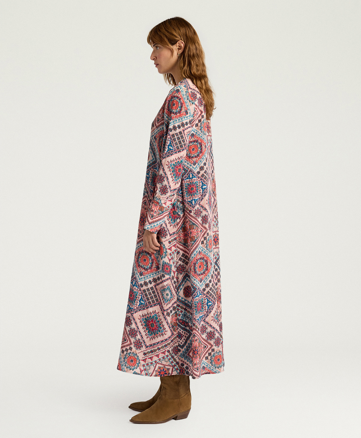 VESTITO CHACO IN CREPE DE CHINE ALL-OVER - MULTICOLOR ROSATO - Momonì