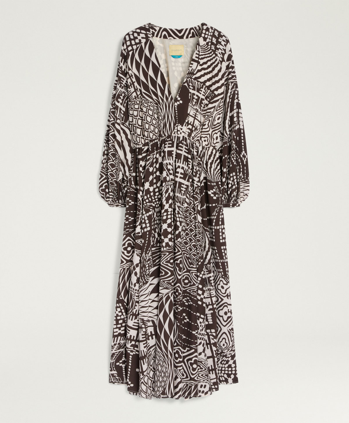 VESTITO FRANCISCO IN CREPE DE CHINE ALL-OVER - PANNA/CACAO - Clothing - Momonì