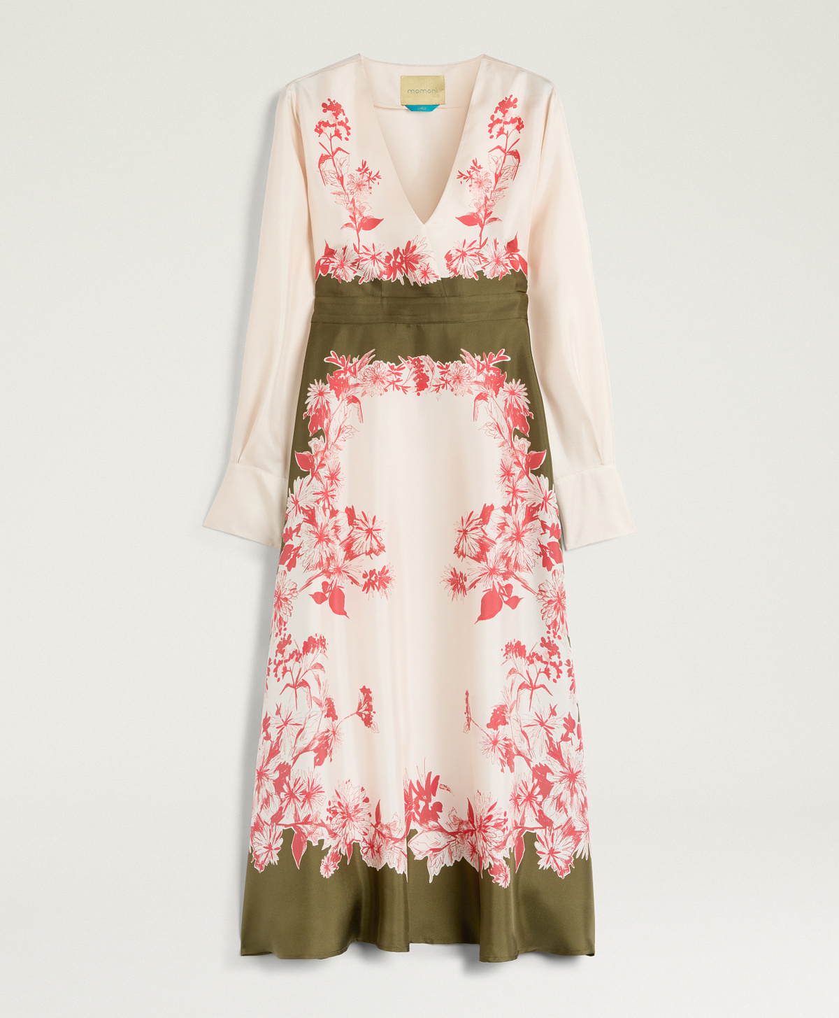 VESTITO PILAR IN TWILL CON STAMPA PIAZZATA - PANNA/CORALLO - Clothing - Momonì