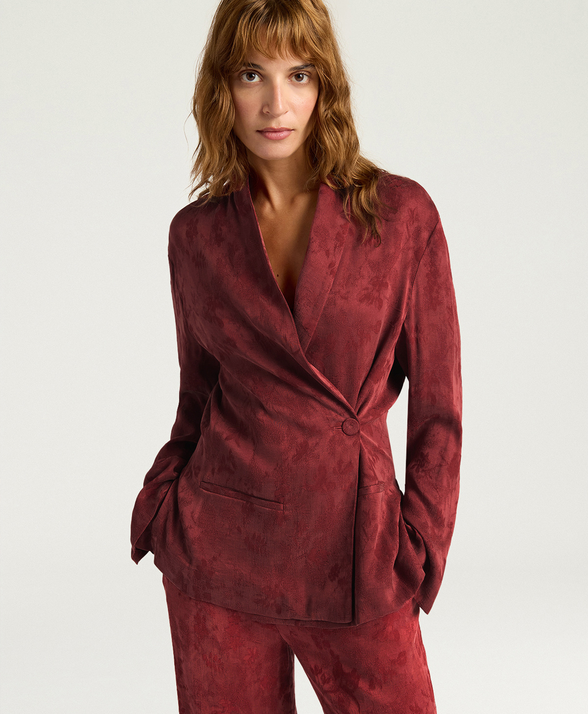 VESTE PICEA EN CUPRO JACQUARD - BRIQUE - Momonì