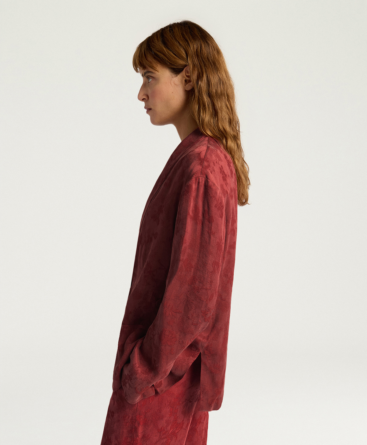 VESTE PICEA EN CUPRO JACQUARD - BRIQUE - Momonì