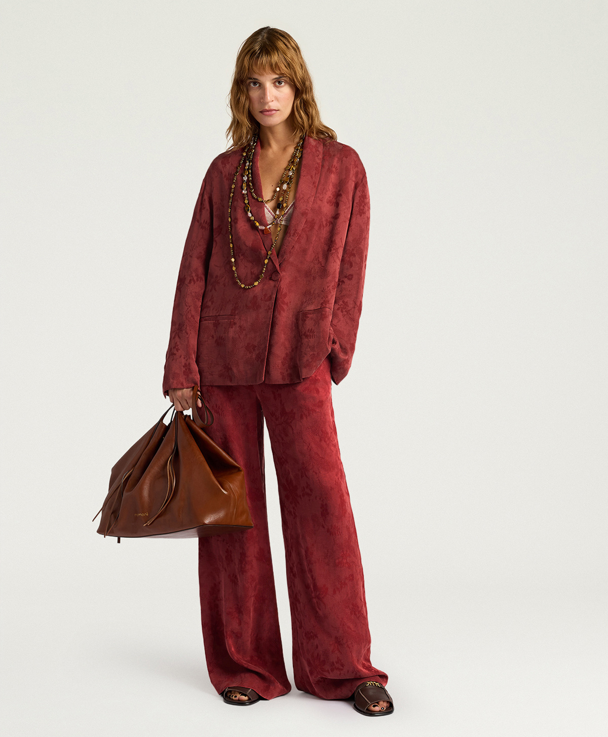 VESTE PICEA EN CUPRO JACQUARD - BRIQUE - Momonì