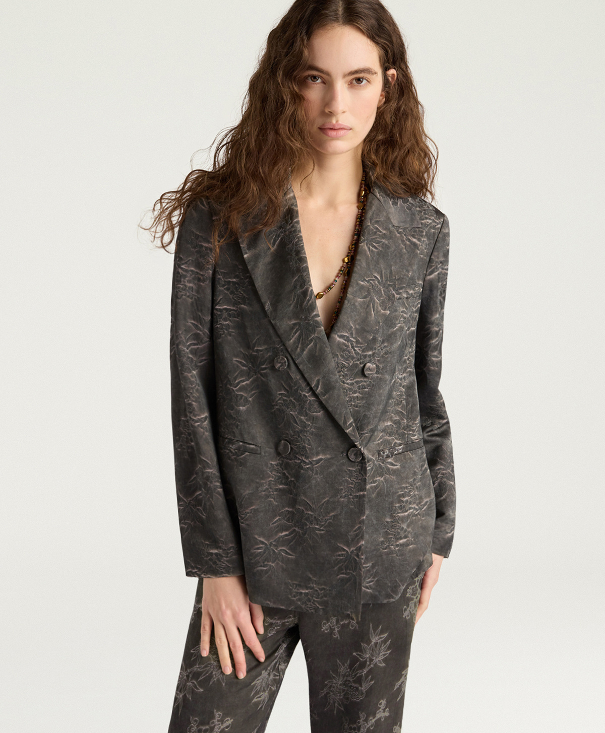 VESTE SANCHEZ EN JACQUARD DE VISCOSE - BOUE - Momonì