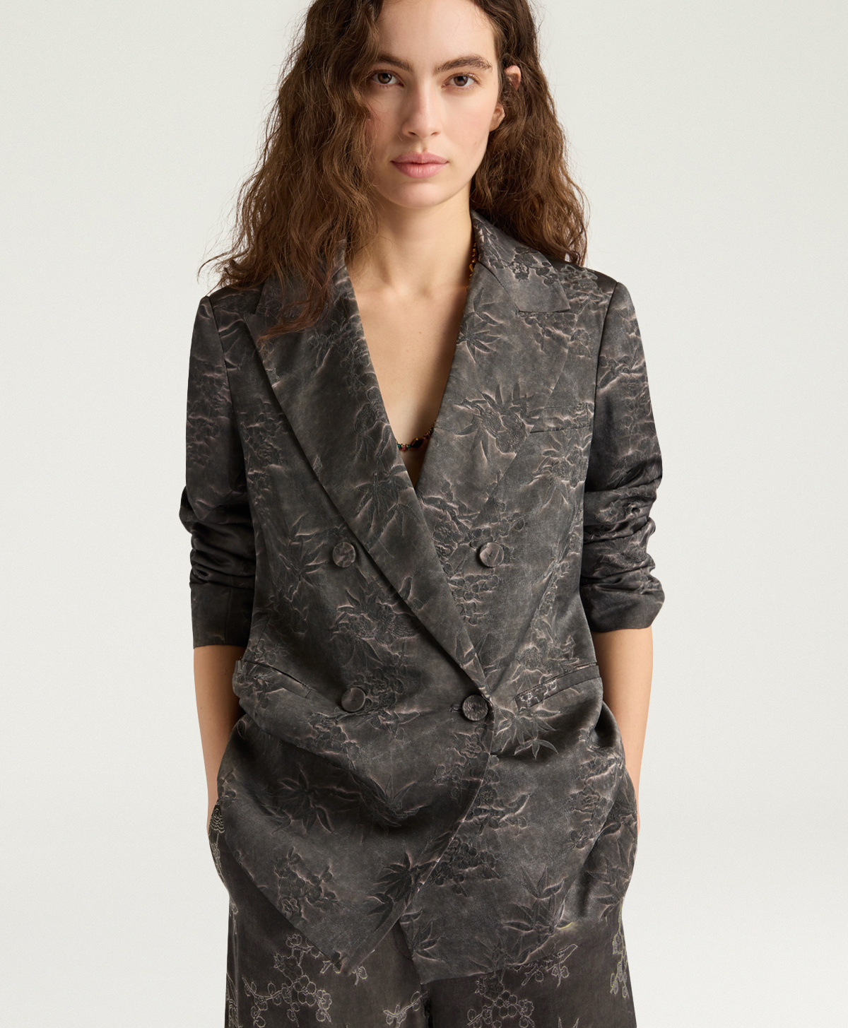 VESTE SANCHEZ EN JACQUARD DE VISCOSE - BOUE - Momonì
