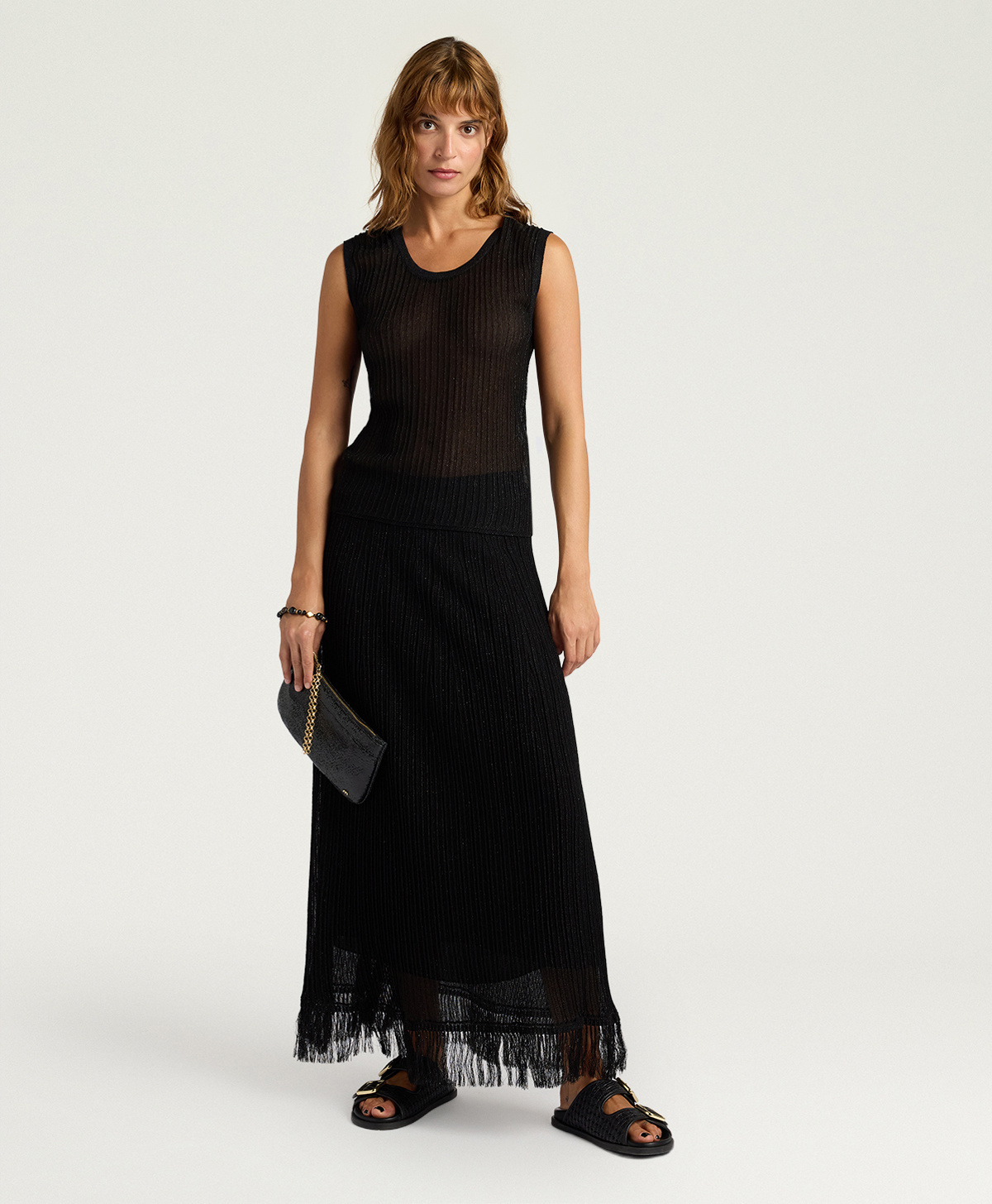 MAGLIA TAKODA IN LUREX MIX PUNTI - NERO - Momonì