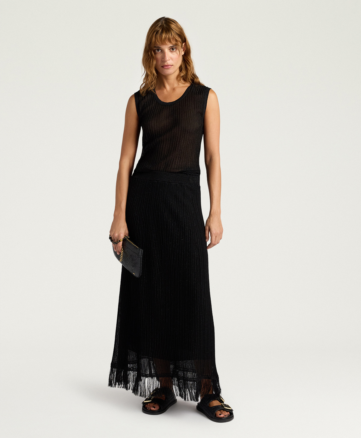YEI SKIRT IN LUREX MIXED STITCHES - BLACK - Momonì