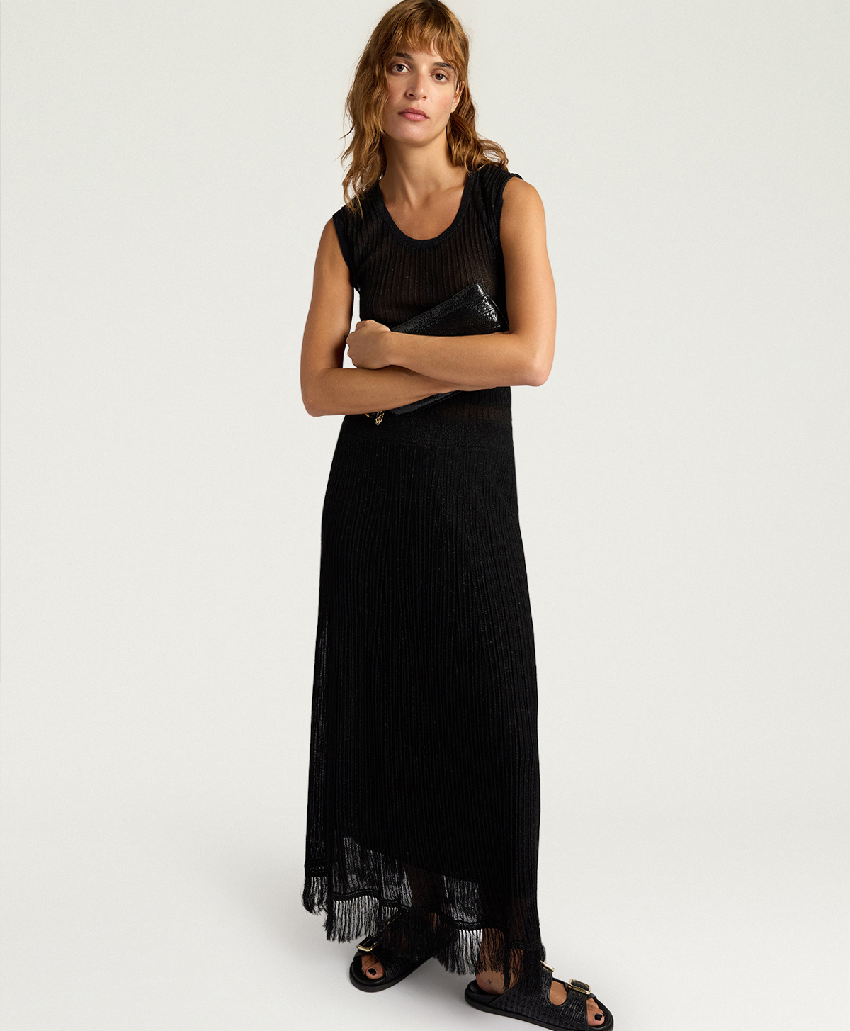 YEI SKIRT IN LUREX MIXED STITCHES - BLACK - Momonì