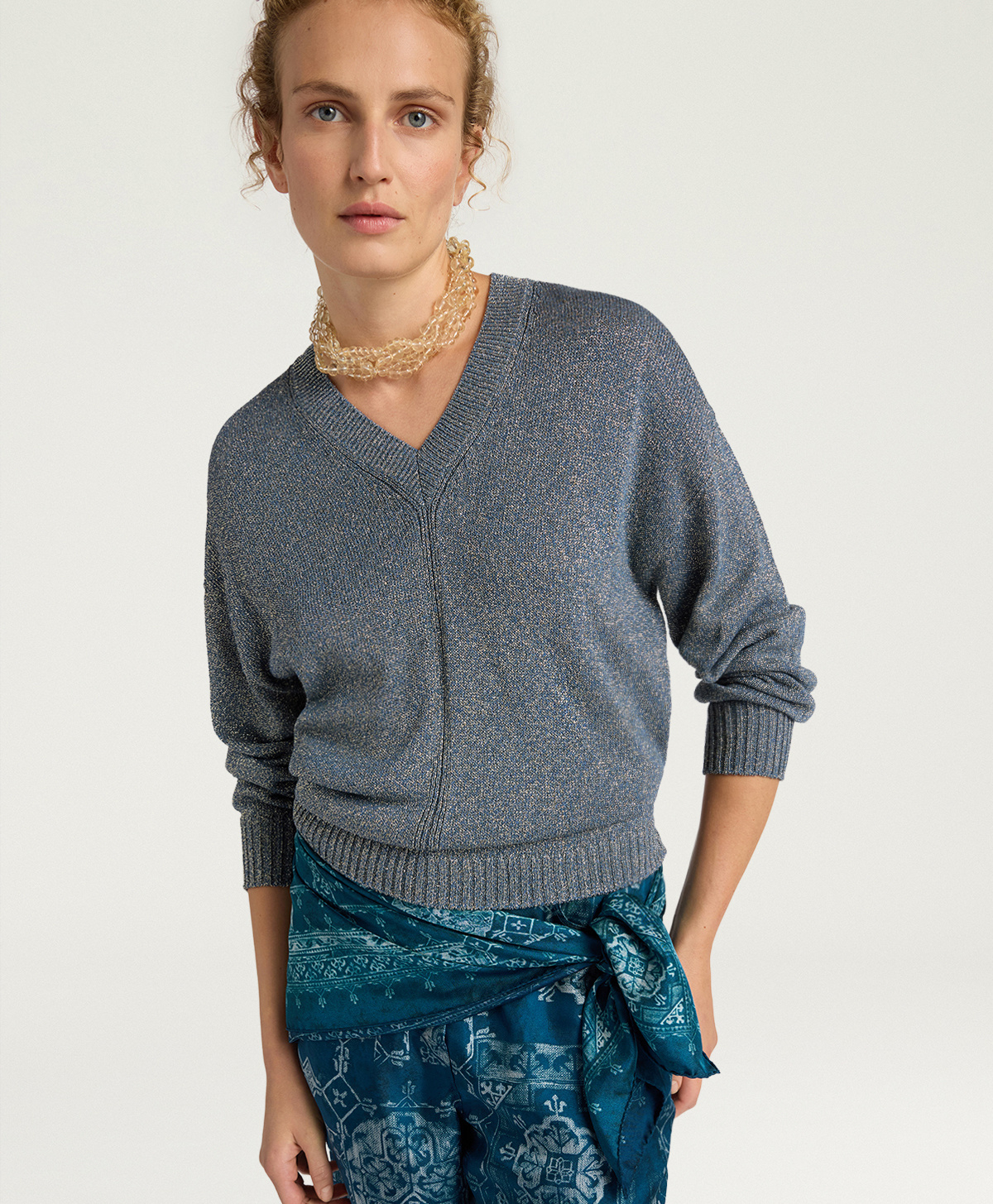 MAGLIA WILLIAM IN LUREX A PUNTO PIATTO - CARTA DA ZUCCHERO - Momonì