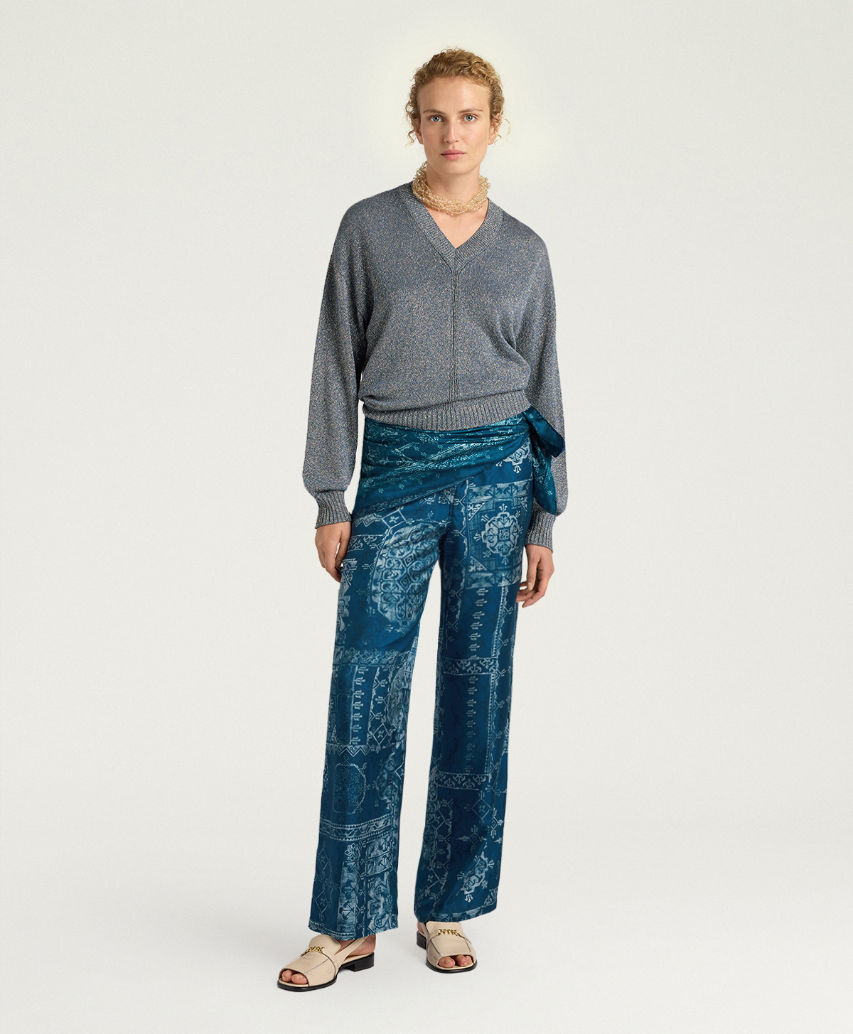 MAGLIA WILLIAM IN LUREX A PUNTO PIATTO - CARTA DA ZUCCHERO - Momonì