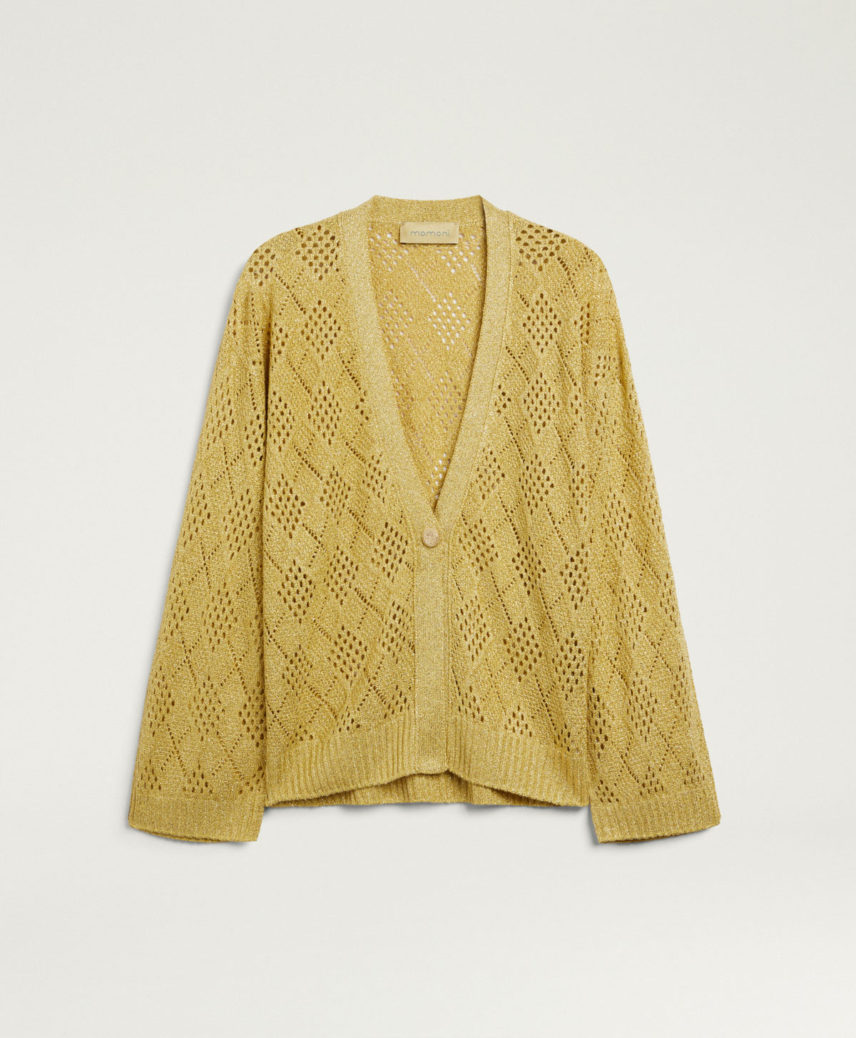 LUPINOS CARDIGAN IN LUREX DIAMOND PATTERN - SUNFLOWER - Clothing - Momonì