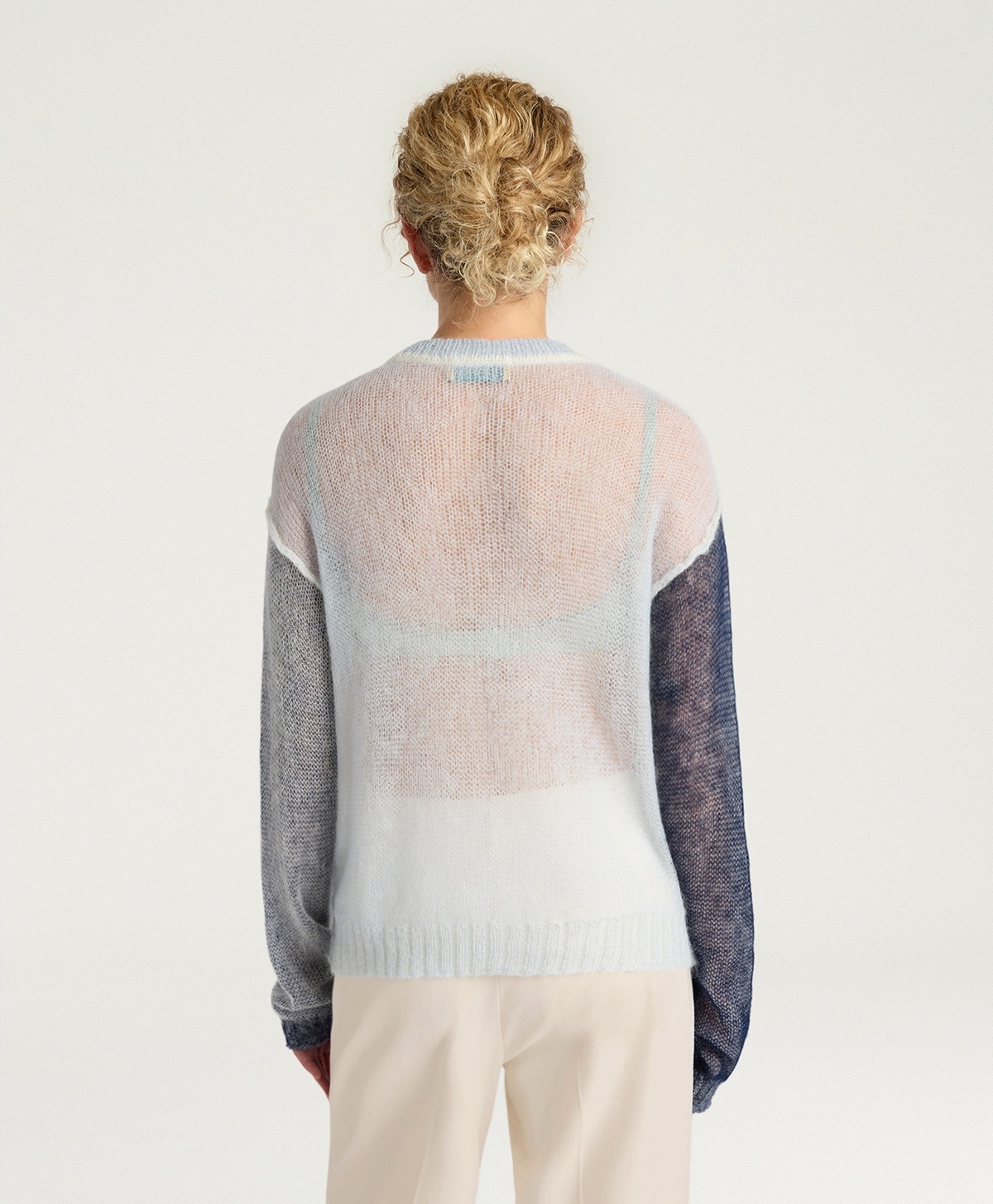 TRICOT ALMA EN COLOR BLOCK VANISÉ - BLEU CLAIR/CRÈME/BLEU - Momonì