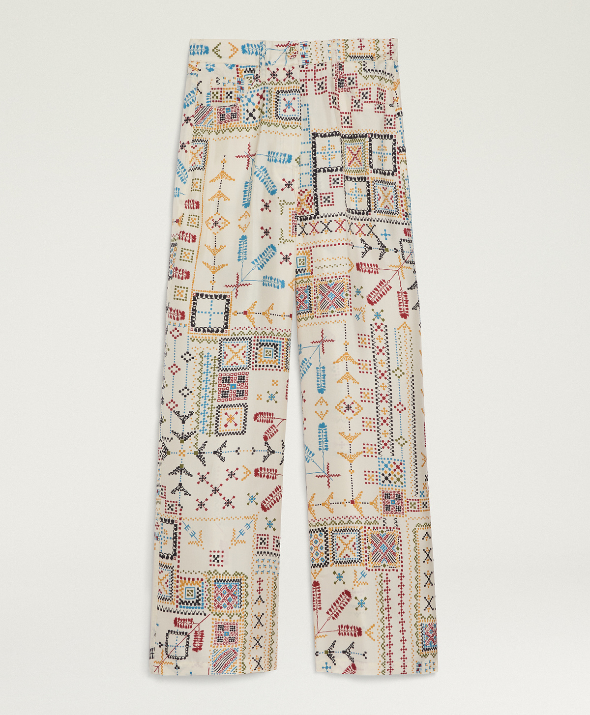 PANTALONI ORTIZ IN TWILL DI SETA STAMPATO - MULTICOLOR PANNA - Momonì