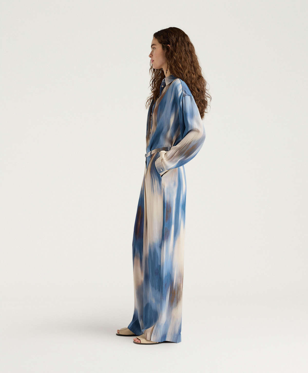 PANTALON ALIENTO EN VISCOSE IMPRIMÉE - MULTICOLORE CÉRULÉEN - Momonì