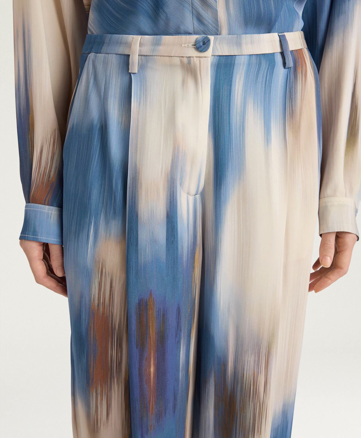 PANTALON ALIENTO EN VISCOSE IMPRIMÉE - MULTICOLORE CÉRULÉEN - Momonì