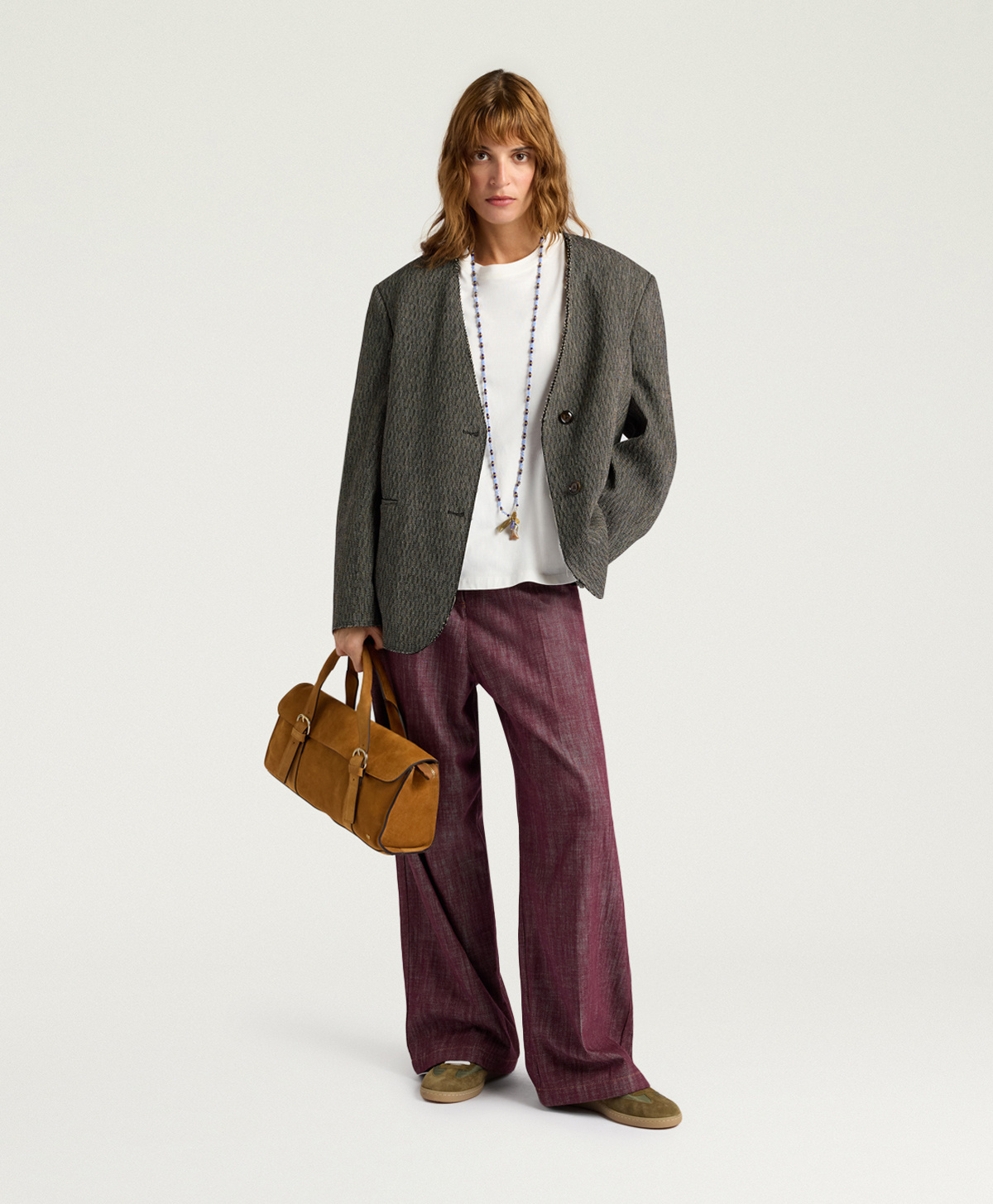 PANTALONI AZULADO IN DENIM - BORDEAUX - Momonì