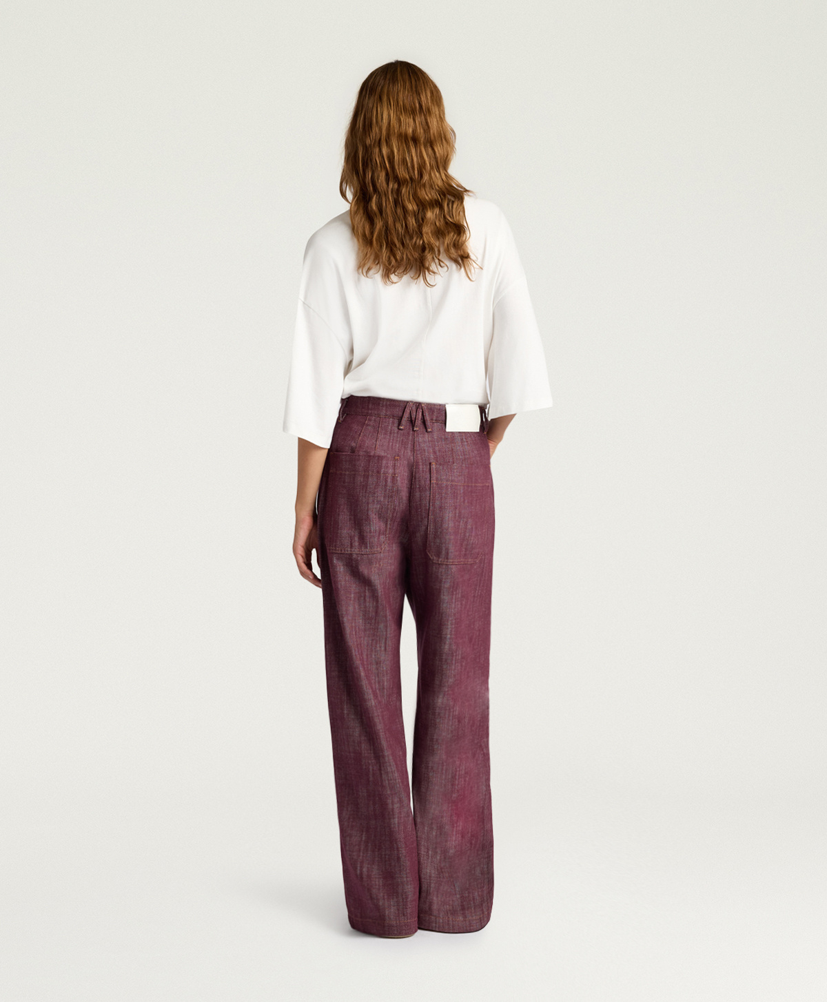 PANTALONI AZULADO IN DENIM - BORDEAUX - Momonì