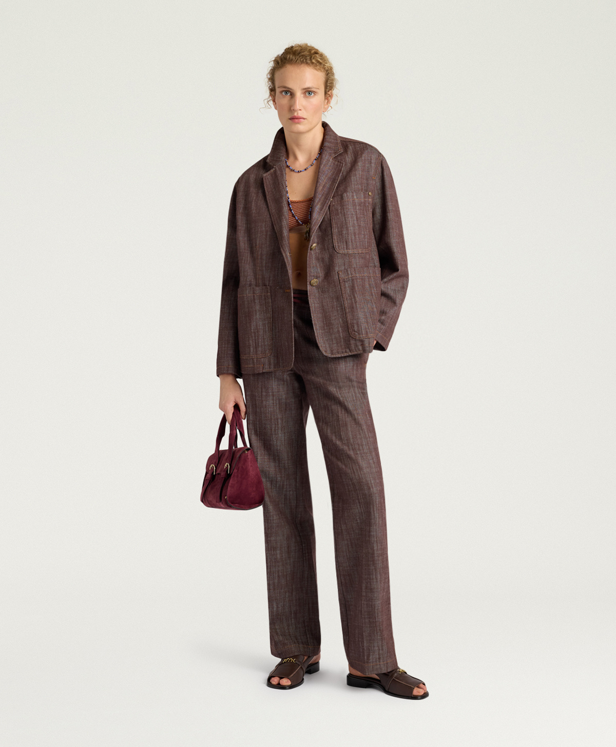 PANTALONI CHIMAYO IN DENIM - MORO - Momonì