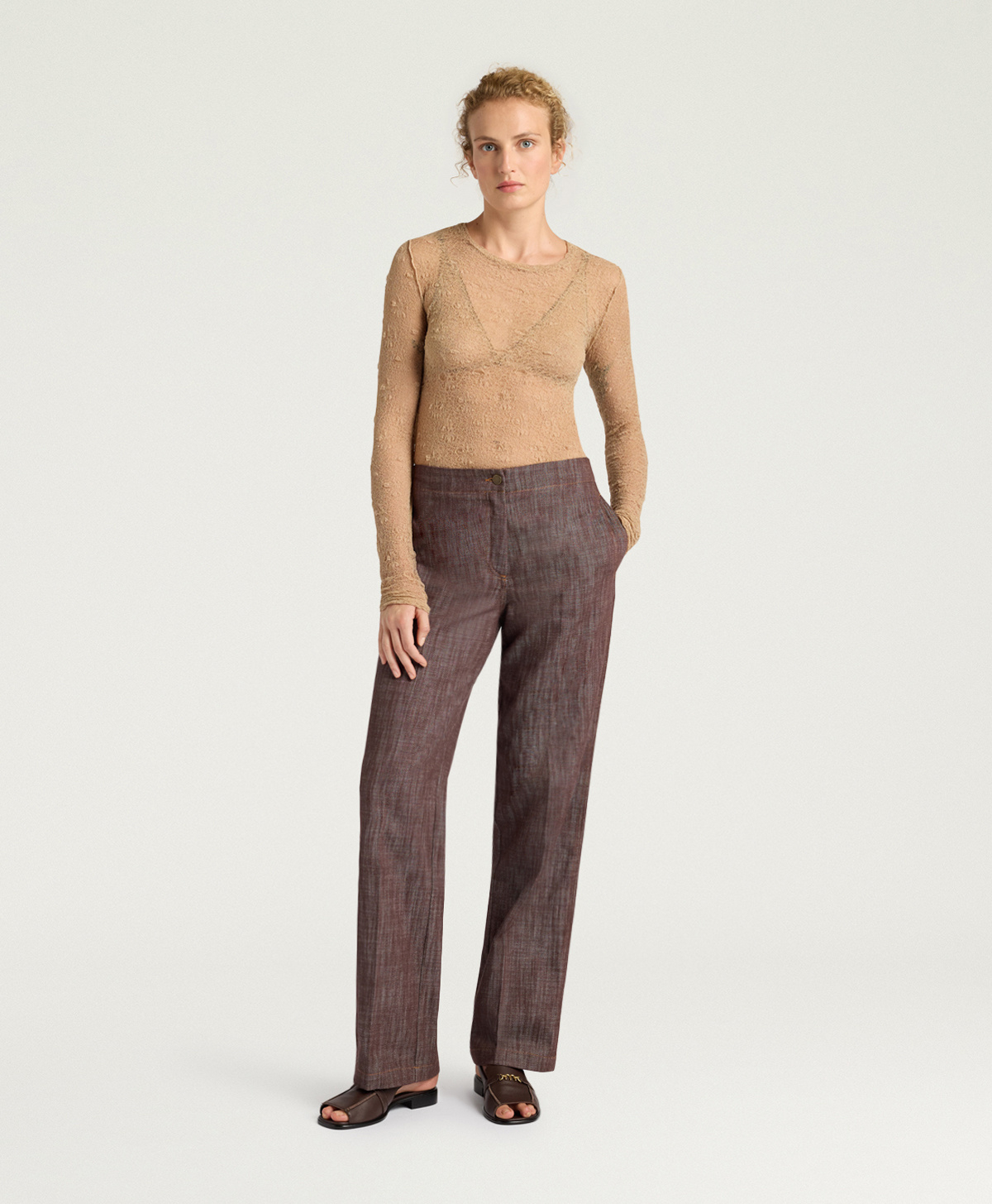 PANTALONI CHIMAYO IN DENIM - MORO - Momonì