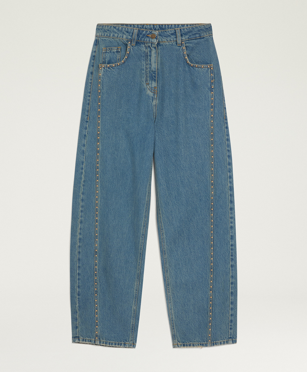PANTALONI THOMAS IN DENIM STONE WASHED 12 OZ CON BORCHIE - DENIM - Momonì