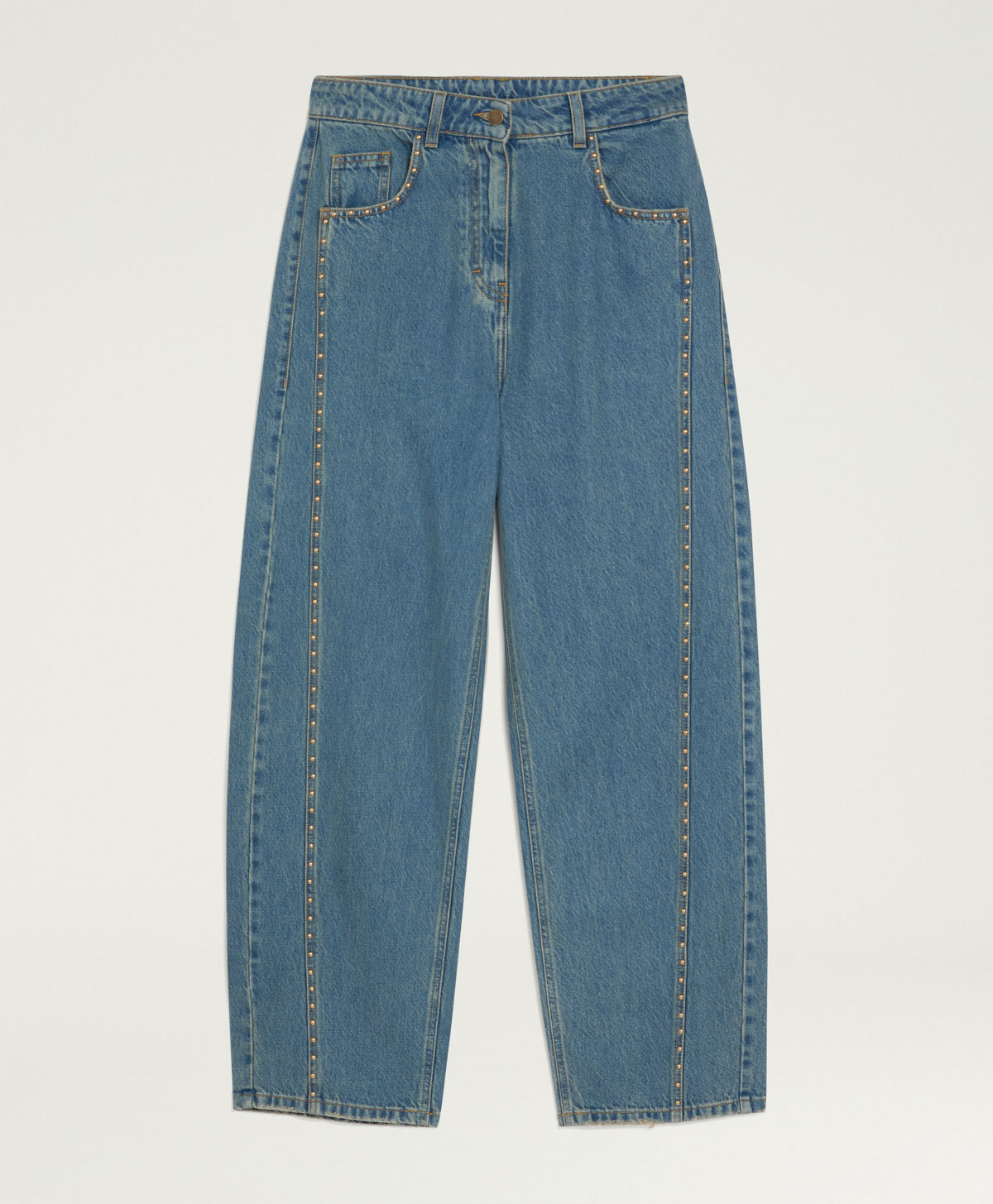 THOMAS PANTS IN 12 OZ DENIM WITH STUDS - DENIM - Clothing - Momonì
