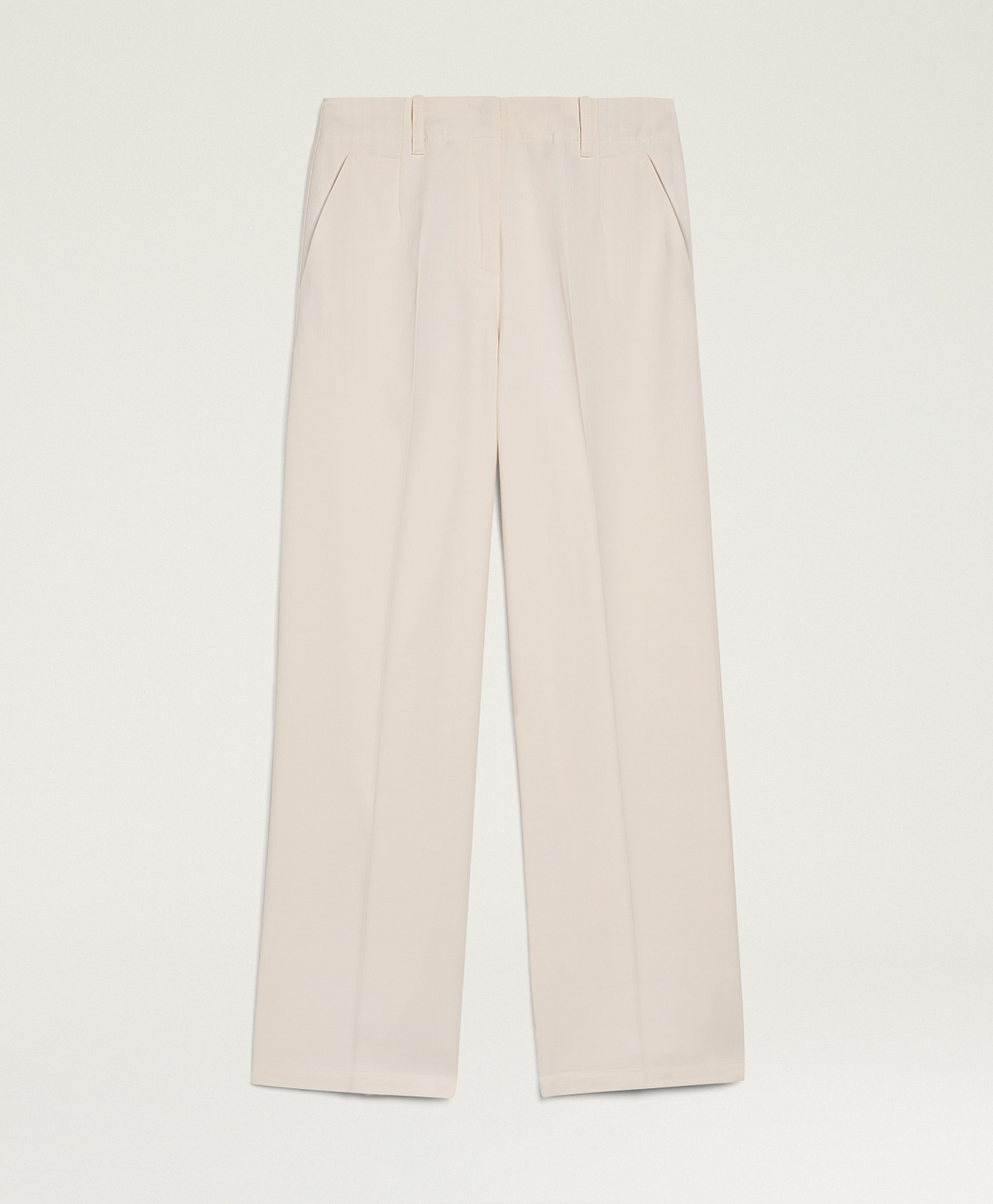 LEON PANTS IIN SOLID COLOUR CHEVRON VISCOSE/COTTON - CREAM - Clothing - Momonì