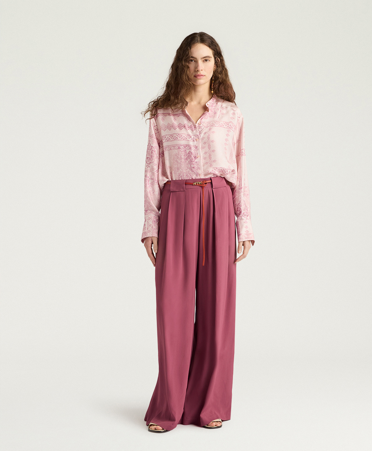 ASPEN PANTS IN SOLID COLOUR ACETATE/SILK - MAUVE - Clothing - Momonì