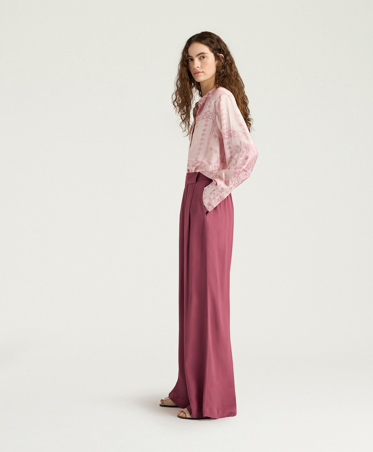 ASPEN PANTS IN SOLID COLOUR ACETATE/SILK - MAUVE - Momonì