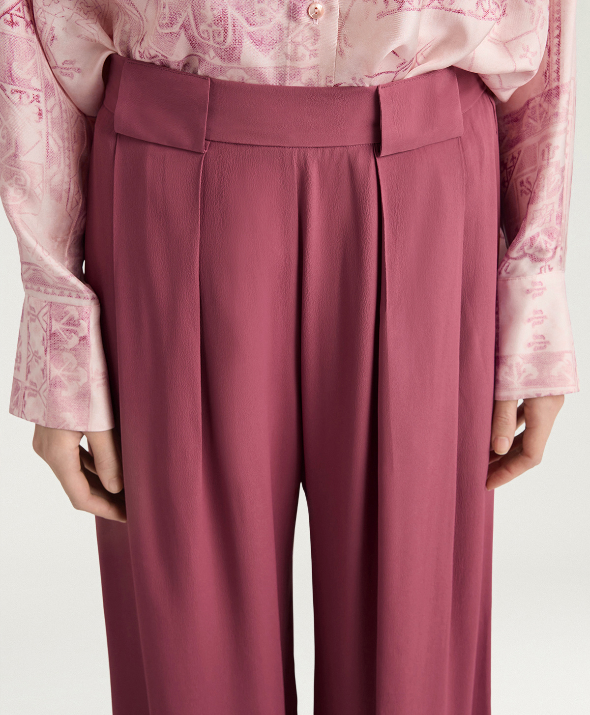 ASPEN PANTS IN SOLID COLOUR ACETATE/SILK - MAUVE - Momonì
