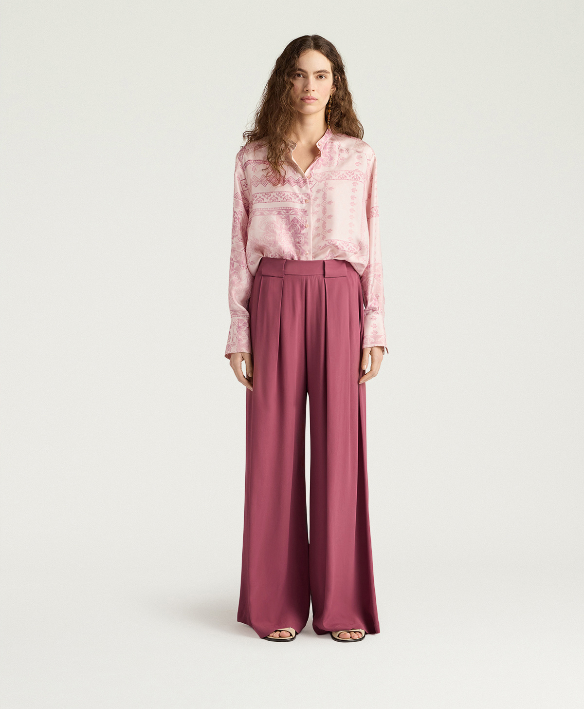 ASPEN PANTS IN SOLID COLOUR ACETATE/SILK - MAUVE - Momonì