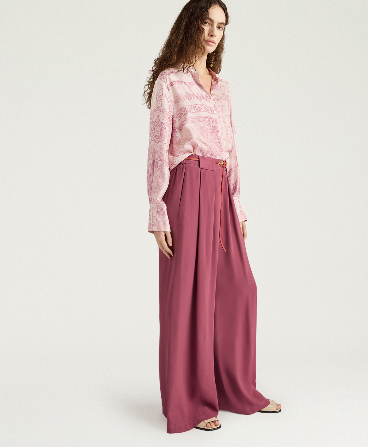 ASPEN PANTS IN SOLID COLOUR ACETATE/SILK - MAUVE - Momonì