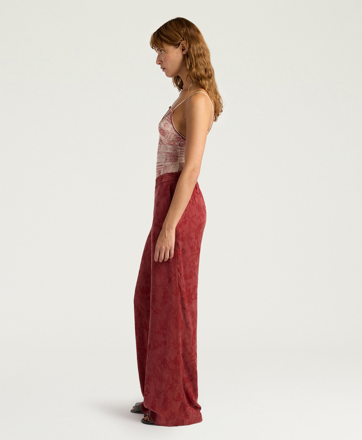 PANTALON MARAJO EN CUPRO JACQUARD - BRIQUE - Momonì