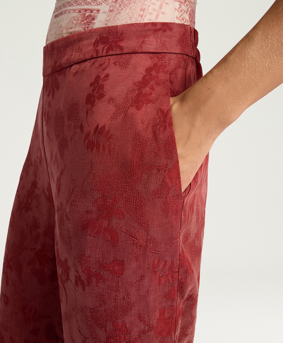 PANTALON MARAJO EN CUPRO JACQUARD - BRIQUE - Momonì