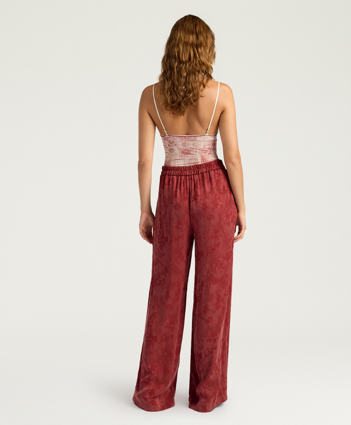 PANTALON MARAJO EN CUPRO JACQUARD - BRIQUE - Momonì
