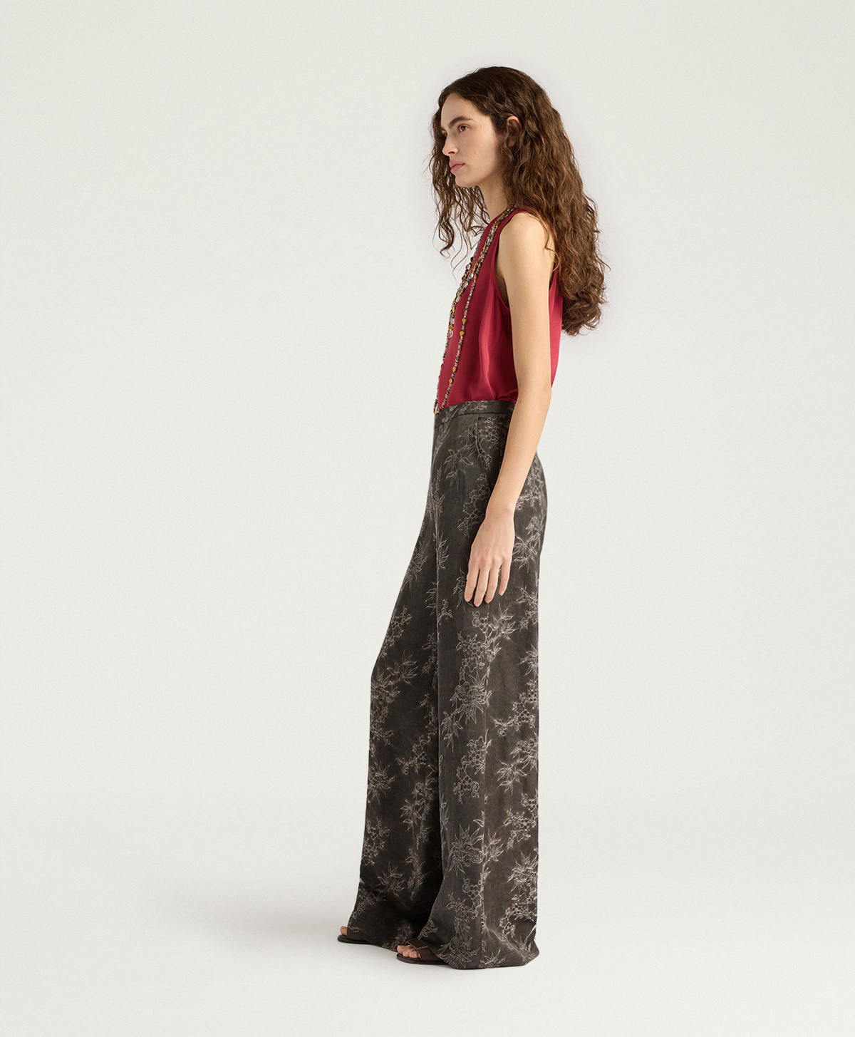 PANTALON CANDEO EN JACQUARD DE VISCOSE - BOUE - Momonì