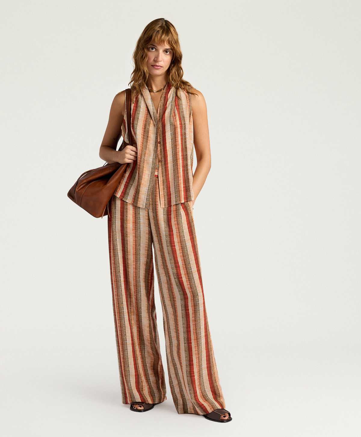 PANTALONI BACCARAT IN CREPE DE CHINE ALL-OVER - MULTICOLOR ARANCIO - Momonì