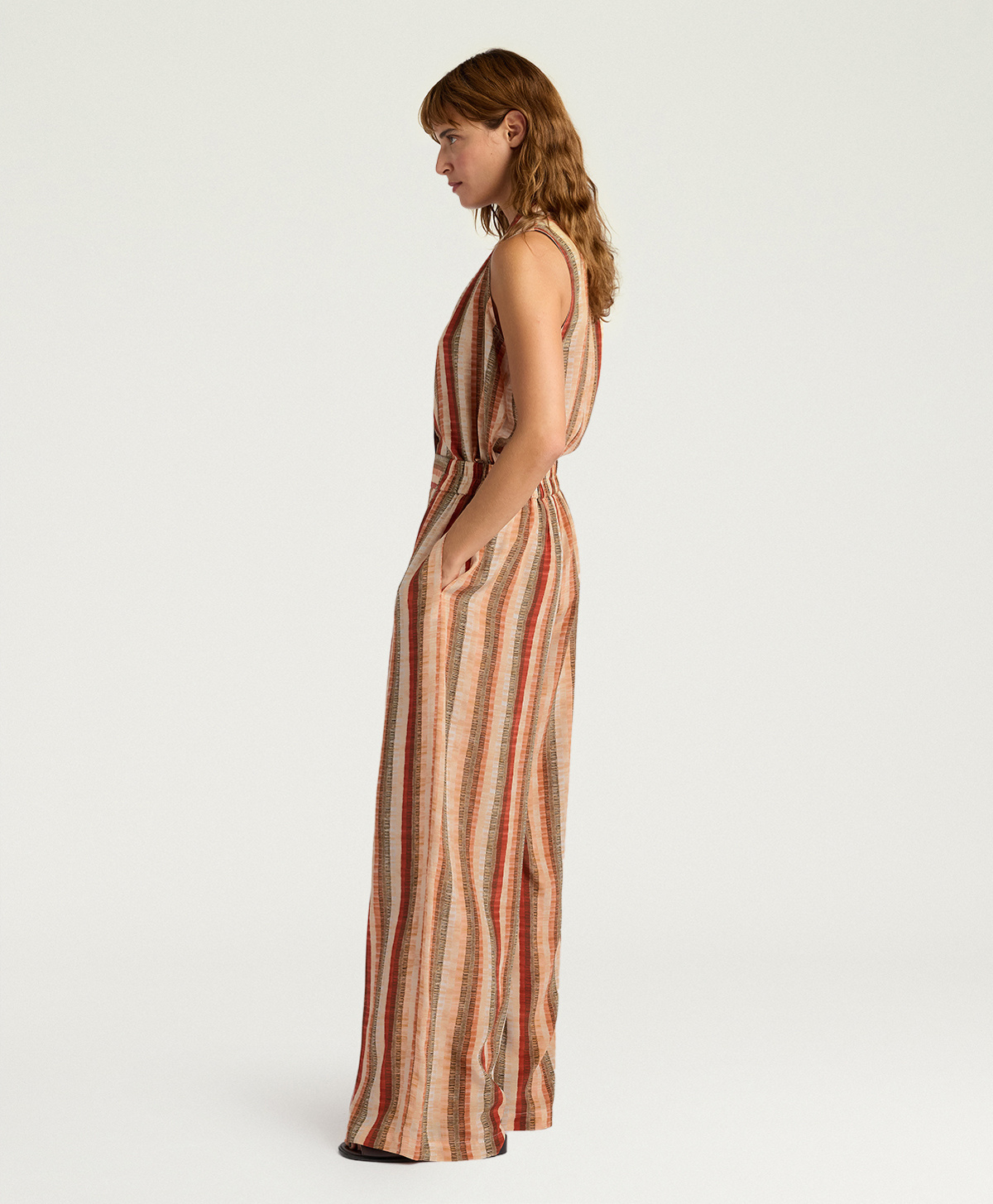 PANTALONI BACCARAT IN CREPE DE CHINE ALL-OVER - MULTICOLOR ARANCIO - Momonì