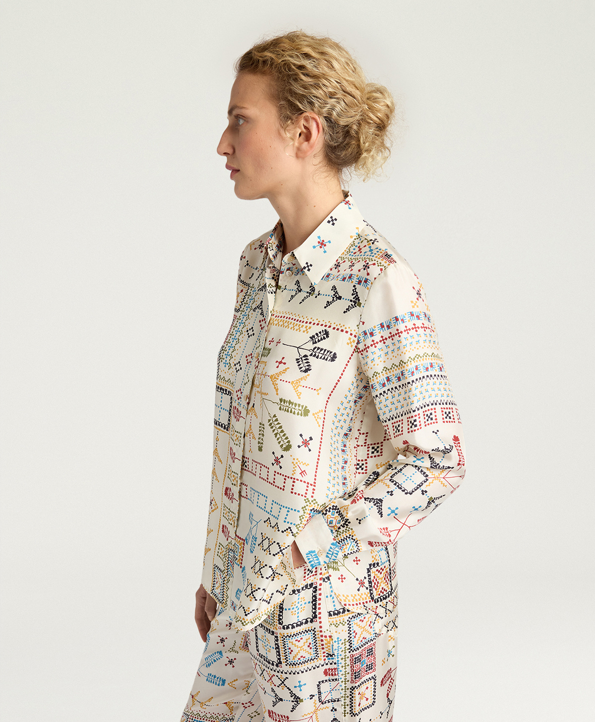 ARLES SHIRT IN PRINTED SILK TWILL - CREAM MULTICOLOR - Momonì