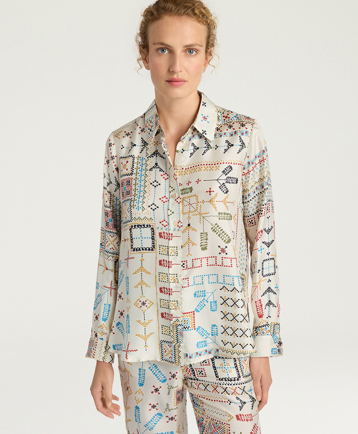 ARLES SHIRT IN PRINTED SILK TWILL - CREAM MULTICOLOR - Momonì