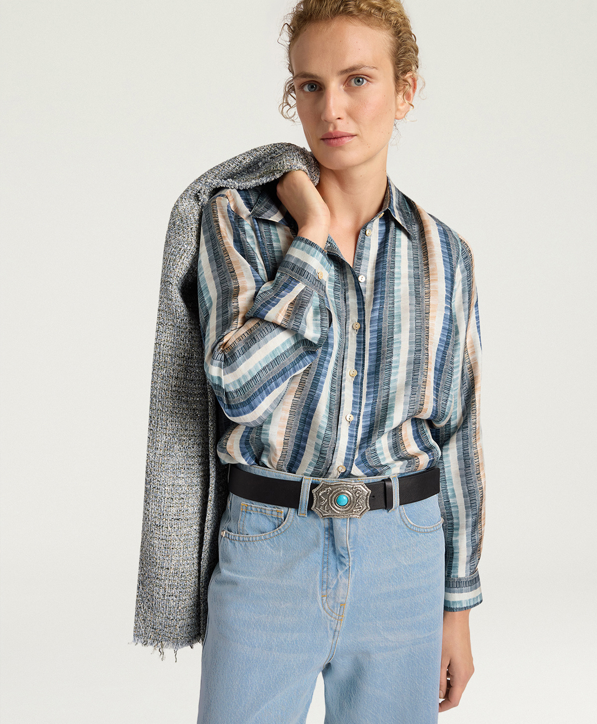 CAMICIA ARLES IN TWILL DI SETA STAMPATO - MULTICOLOR POLVEROSO - Clothing - Momonì