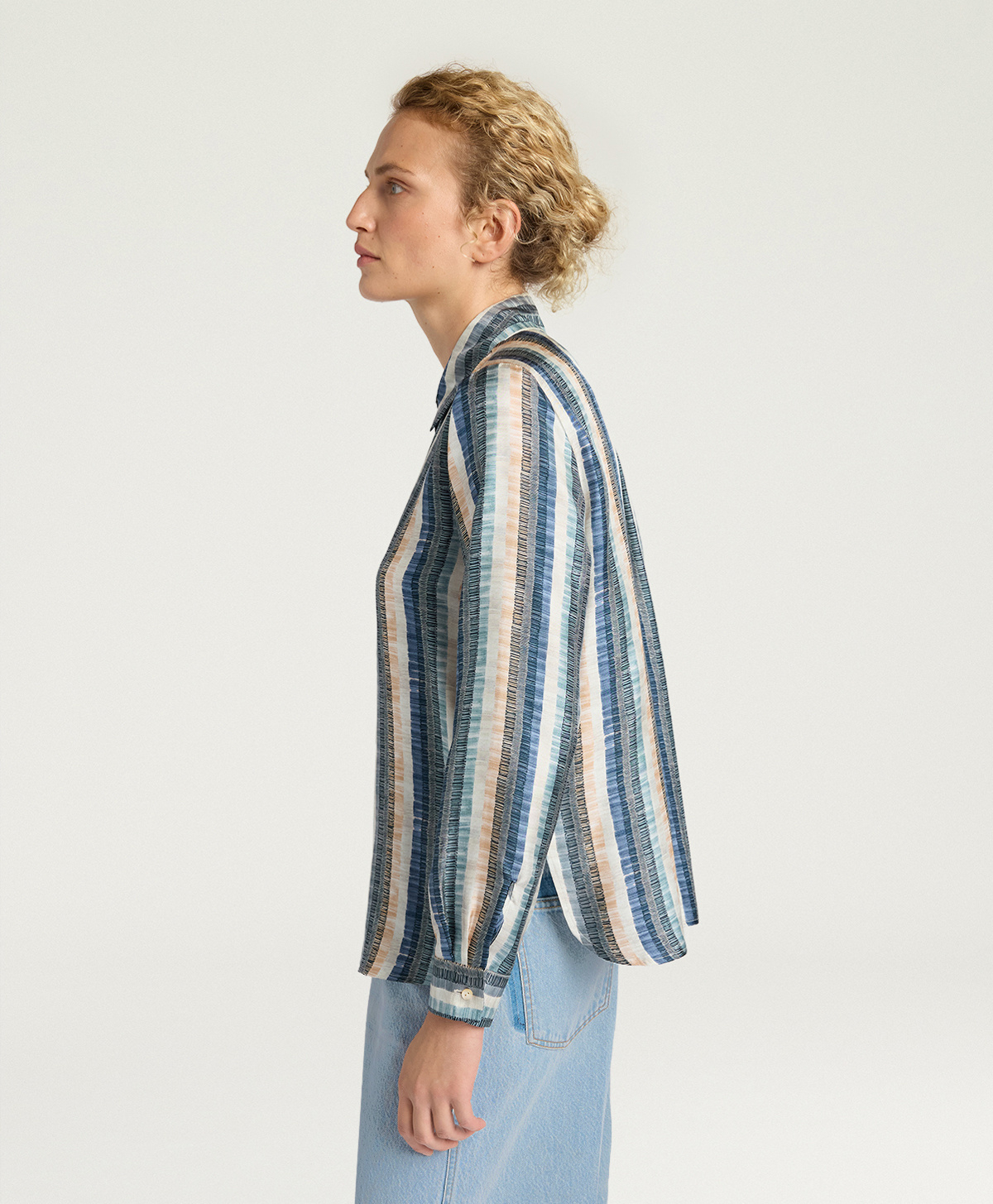 CAMICIA ARLES IN TWILL DI SETA STAMPATO - MULTICOLOR POLVEROSO - Momonì