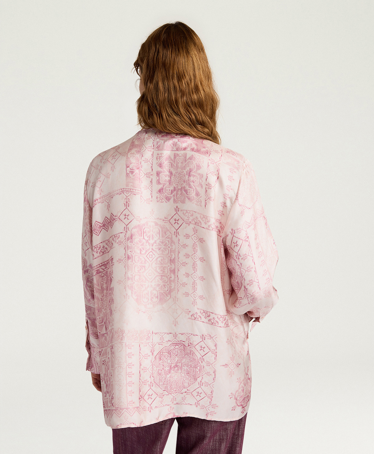 CAMICIA MESILLA IN TWILL DI SETA STAMPATO - ROSATO/AMARENA - Momonì