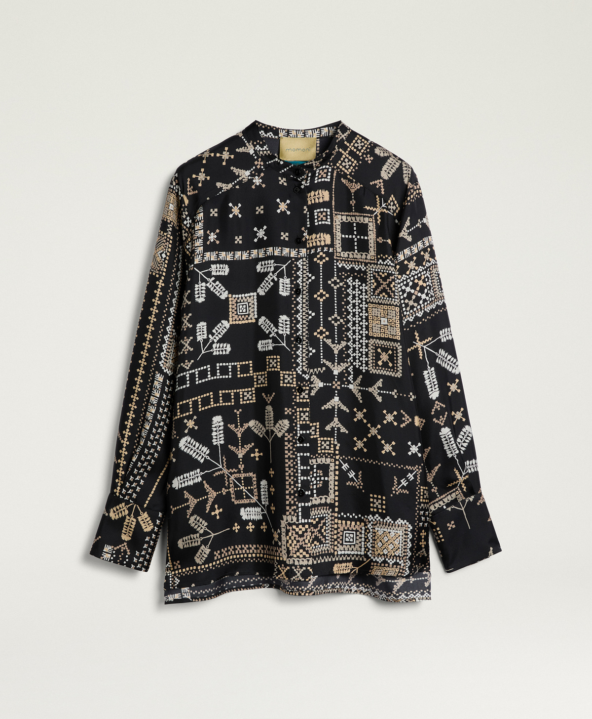 CAMICIA MESILLA IN TWILL DI SETA STAMPATO - MULTICOLOR NERO - Momonì