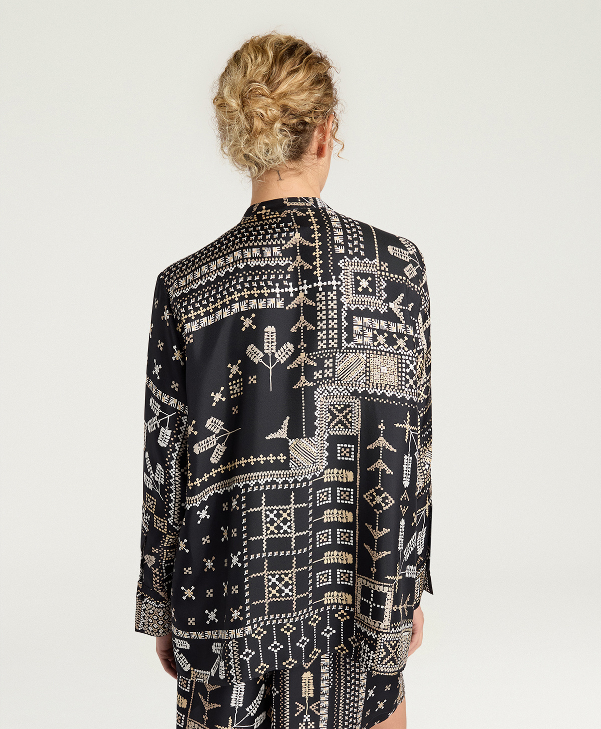 CAMICIA MESILLA IN TWILL DI SETA STAMPATO - MULTICOLOR NERO - Momonì