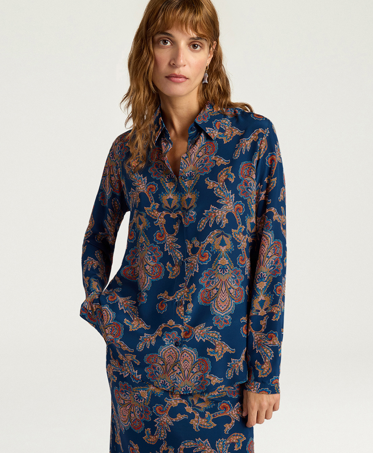 CAMICIA MEUDON IN CREPE DE CHINE ALL-OVER - MULTICOLOR BLU - Momonì