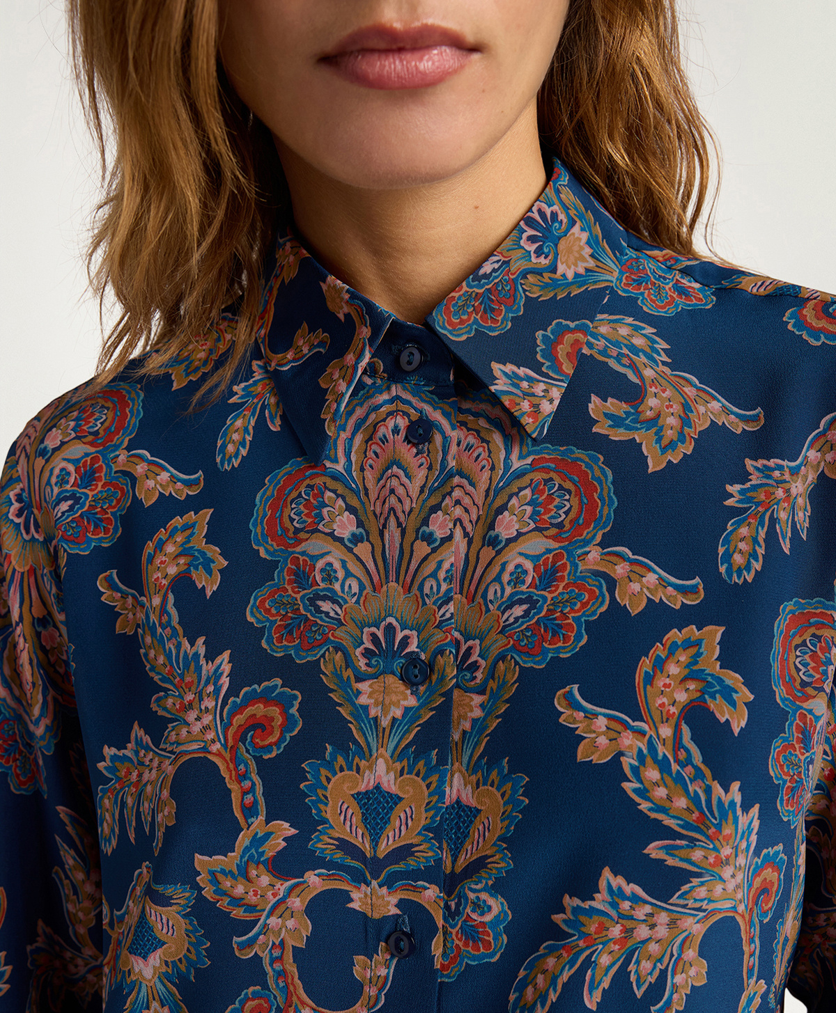 CAMICIA MEUDON IN CREPE DE CHINE ALL-OVER - MULTICOLOR BLU - Momonì